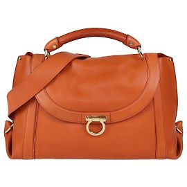mala Sofia em couro laranja Salvatore Ferragamo Laranja