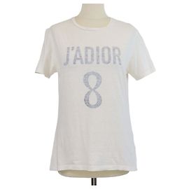 Camiseta Christian Dior de algodón Off White con estampado J'Adior 8 Blanco roto