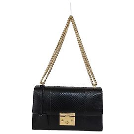 Bolsa de Ombro Gucci Medium Padlock em Python Preto Preto