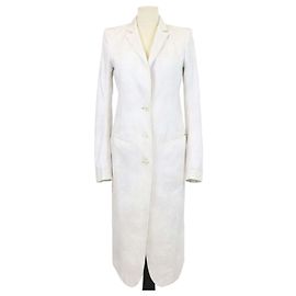 Autre Marque L.G.B. Off White Wool Blended Long Sleeve Coat Eggshell