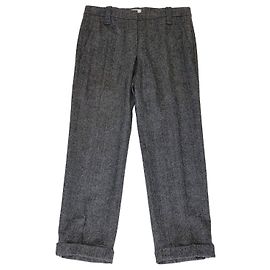 Brunello Cucinelli Grey Wool Cashmere Blend Beaded Formal Fit Trousers Grey