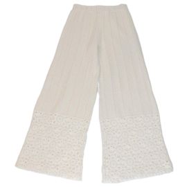 Maje weite Crochet-Hose aus weißer Baumwolle mit elastischem Bund Weiß