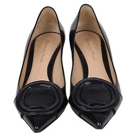 Gianvito Rossi Black Patent Leather Ruby Pointed Toe Pumps Black