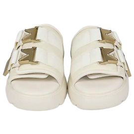 Sandales Bottega Veneta White Nylon Flash Bomber Slide Blanc