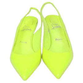 Escarpins slingback Clare en cuir verni vert néon Christian Louboutin Vert