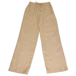 Loro Piana Beige Linen Drawstring Helios Pants Beige