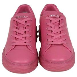 Jimmy Choo Candy Pink Leather Diamond Light Maxi/F Low Top Sneaker Pink
