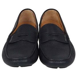 Prada Black Leather Penny Loafers Black