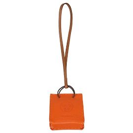 Hermès Hermes Orange Leather Shopping Bag Charm Orange