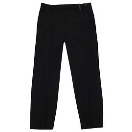 Brunello Cucinelli Black Wool Blend Straight Leg Pants Black