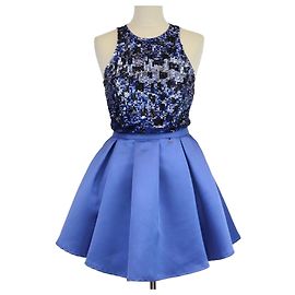 Robe mini à sequins en polyamide bleu/noir Elisabetta Franchi Noir Bleu