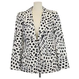 Autre Marque Brandon Maxwell Cream/Black Blend Fabric Polka Dot Blazer Black Cream