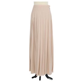 Loro Piana Romy Plisse-Maxirock aus beiger Schurwolle Beige