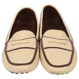 Mocassins slip-on en cuir crème Tod's Écru