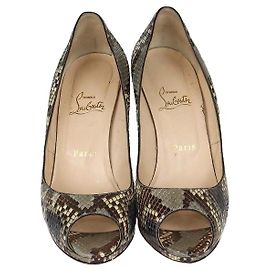 Christian Louboutin Multicolor Python Leather Very Prive Peep Toe Pumps Multiple colors