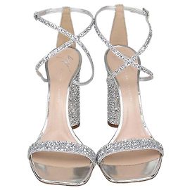 Giuseppe Zanotti Silver Glitter Tara Sandalen Silber