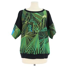 Hermès Camicia a girocollo stampata in seta e cotone Hermes Green/Black Verde
