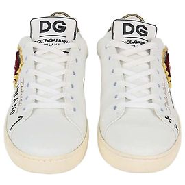 Dolce & Gabbana White Leather Devotion Low Top Sneakers White