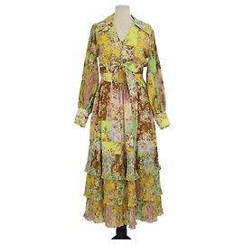 Autre Marque Ensemble Alemais Blouse Crop Matilde Imprimé Floral Multicolor et Jupe Maxi Plissée Superposée Multicolore
