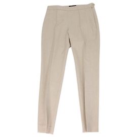 Loro Piana Beige Blend Wool Pleated Straight Fit Pants Beige