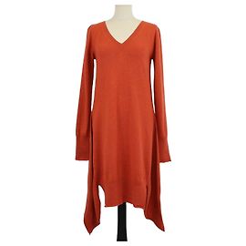 Stella Mc Cartney Robe pull V col en cachemire et laine orange foncé Stella McCartney Orange
