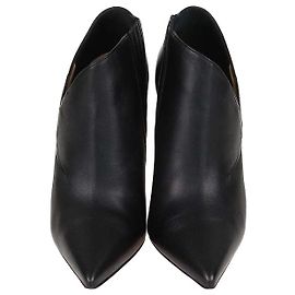 Christian Louboutin Black Leather Pointed Toe Ankle Booties Black