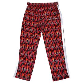 Palm Angels Multicolor Jersey Burning Print Track Pants Red