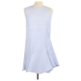 Vestido mini evasê em algodão azul Christian Dior Azul