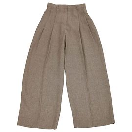 Pantalone a gamba larga Loro Piana Brown Linen Kurt Sartorial Marrone