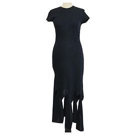 Stella Mc Cartney Vestido midi de malha canelada em mistura de viscose e Lurex azul noite Stella McCartney Outro