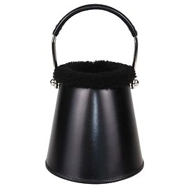 Hermès mala Sabot Plush Hermes em couro Black Box e lã merino Preto
