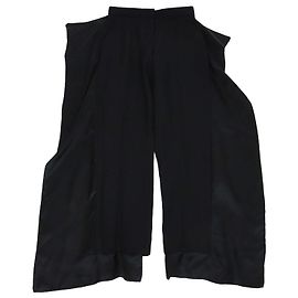Burberry Black Wool Draped Sheer Side Straight Leg Pants Black