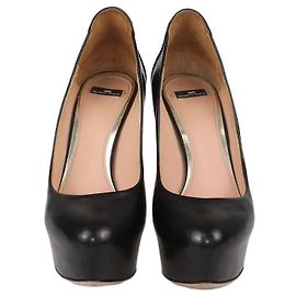 Escarpins à plateforme en cuir noir Elisabetta Franchi Noir