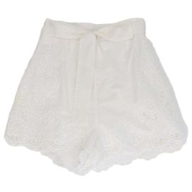 Zimmermann White Cotton Lace Embroidered Mini Short White