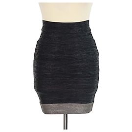 Herve Leger Black/Grey Rayon Stretch Mini Skirt Black Golden