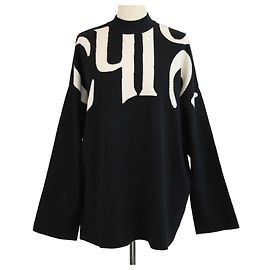 Chloé Chloe Black/White Strickpullover mit Logo-Print und Rundhalsausschnitt Schwarz Weiß