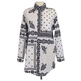 Camicia a maniche lunghe in cotone stampato nero/bianco Etro Nero Bianco