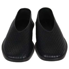 Proenza Schouler Black Tee Perforated Leather Square Flats Black