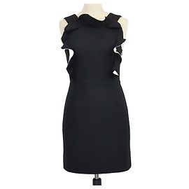 Claudie Pierlot Black/White Midi-Kleid mit Rüschen Andere
