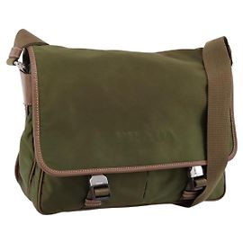 Borsa a Tracolla PRADA Nylon Khaki Silver Auth bs36961 Argento Cachi