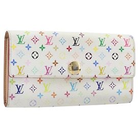 LOUIS VUITTON Monogram Multicolor Portefeiulle Sarah White M93745 Auth BA15433 Blanc