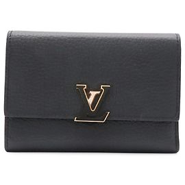Cartera tri-fold Louis Vuitton Capucines Compact Negro Rosa