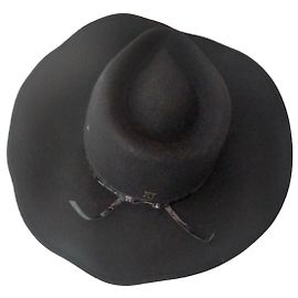 Autre Marque Schwarzer Woll-Fedora-Hut Schwarz