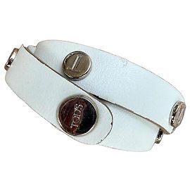 Tod's White Leather Double Wrap Bracelet White