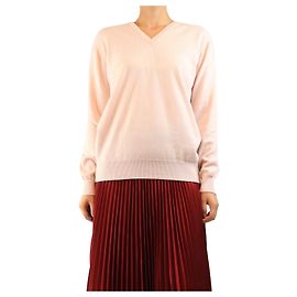 Crimson Rosa Kaschmir-Pullover mit V-Ausschnitt - Größe M Pink