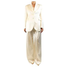 Ermanno Scervino Cream satin two-piece suit set - size UK 10 Cream