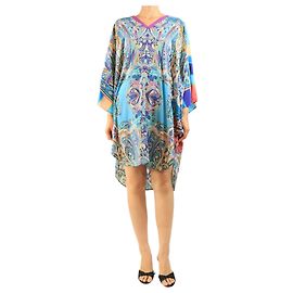 Etro Vestido caftán estampado de seda azul - size M Azul