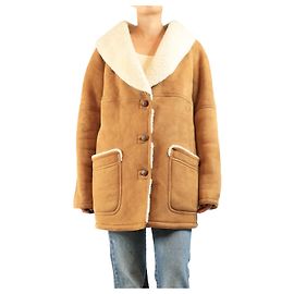 Autre Marque Brauner Shearling-Mantel - size M Braun