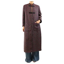 Autre Marque Casaco Carnot em jacquard roxo e verde - size UK 14 Roxo