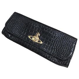 Vivienne Westwood Clutch aus schwarzem Lackleder in Python-Optik Schwarz